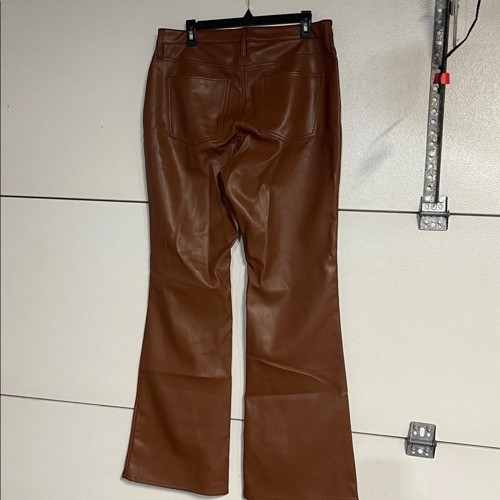 J CREW WOMENS HIGH RISE BOOTCUT PANT FAUX LEATHER BROWN 32 CC485